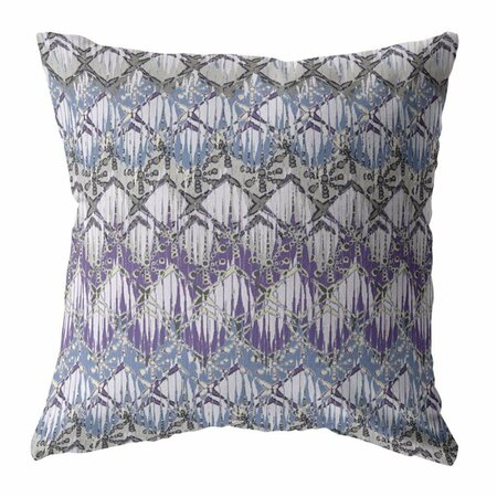 PALACEDESIGNS 18 in. Hatch Indoor & Outdoor Zippered Throw Pillow Muted Purple & Gray PA3104249